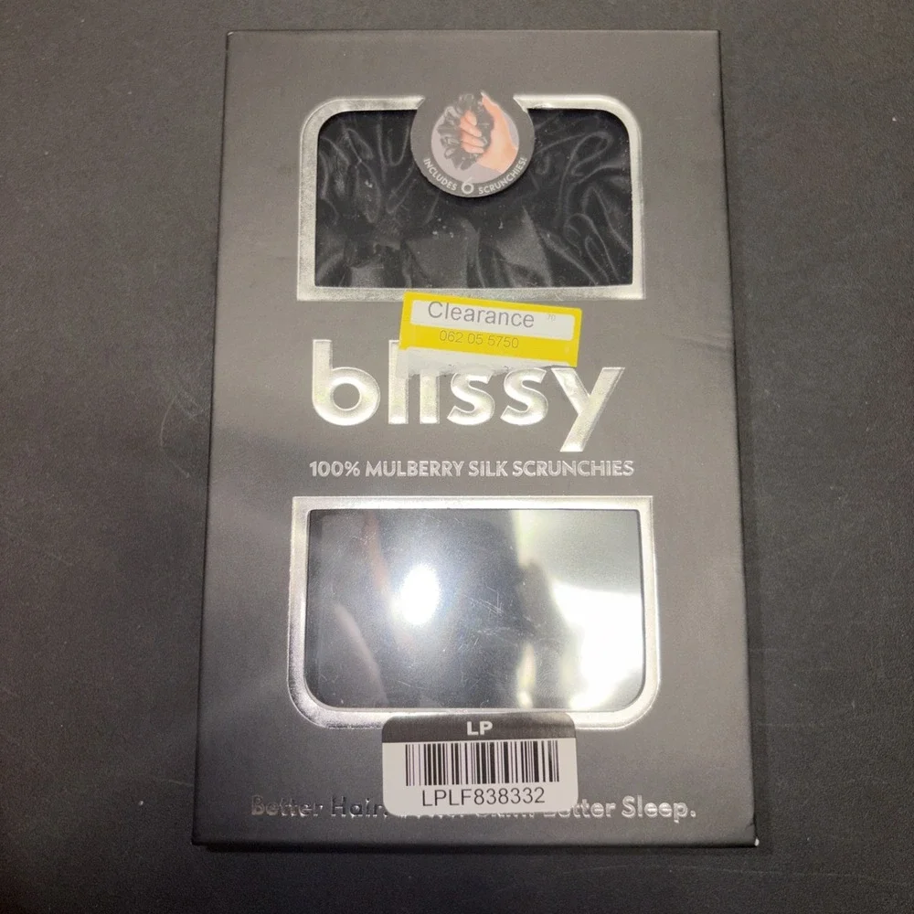 Black Blissy Scrunchies 100% Mulberry Silk Six Pack 20766